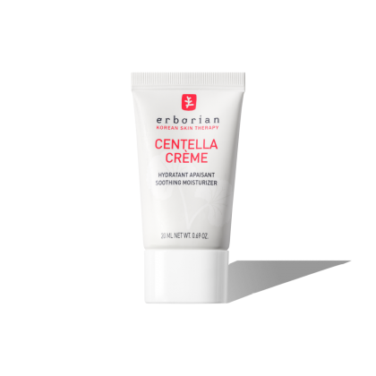 קרם לחות סנטלה CENTELLA CREAM בנפח 20 מ"ל, מרגיע ומזין את עור הפנים, מועשר בחומצה היאלורונית. מסייע בהפחתת אדמומיות ומיועד לכל סוגי העור
